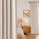 MIULEE 100% Blackout Decorative Linen Curtains with Geometric Pattern, Thick Woven Farmhouse Rustic Patterned Drapes with Back Tab for Bedroom and Living Room, Beige, 52 x 96 Inches, 2 Panels