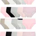 Fruit of the Loom Girls' Cotton Brief Underwear, Multipack (10, Brief - 20 Pack - Black/Pink/Grey)