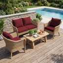 UNIKOME Outdoor Seat Cushions 22 X 22 Inch - Water-Resistant & Fade Resistant, Removable Cover Patio Furniture Cushions for Chair, Sofa, Couch, Wicker, Wine Red