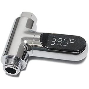 Shower Thermometer Led Digital Display Baby Bath Water Fahrenheit Celsius Thermometer 360°Rotating Screen for Home Bathroom Kitchen (Silver)