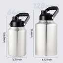 Fijinhom Insulated Gallon Jug, Large 128oz Stainless Steel Insulated Water Bottles with Handle, Leak proof, Double-Wall Vacuum Insulation for Construction Sites, Camping and Hiking, Stainless steel