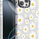 for iPhone 16 pro max case TPU+PC Premium Painted Anti-Drop Phone Case Superior Shock Absorption Military-Grade Drop Protection White Daisy Flower Phone case