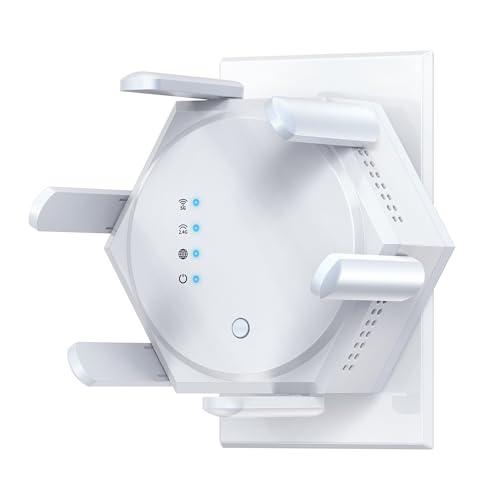 12880 Sq.Ft WiFi Extender Signal Booster, 1200Mbps Dual Band 5GHz/2.4GHz WiFi Repeater Support 60 Device,WiFi Repeater for Apartment Basement Office House (Gloss White)