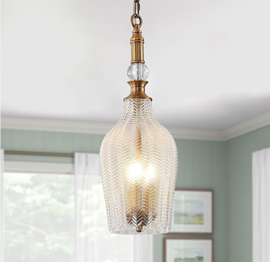 rosysky 3-Light Pendant Light Vintage Gold Metal E12 Base - Farmhouse Chandelier with Clear Glass,Adjustable Ceiling Hanging Lighting Brightens to Kitchen Island,Dining Room,Hallway,Entryway rosysky 3-Light Pendant Light Vintage Gold Metal E12 Base - Farmhouse Chandelier with Clear Glass,Adjustable Ceiling Hanging Lighting Brightens to Kitchen Island,Dining Room,Hallway,Entryway