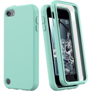 Hensinple for iPod Touch 7th/6th/5th Generation Case, for iPod Touch case, Shockproof Silicone [with Built in Screen Protector] Full Body Heavy Duty Rugged Defender Cover (Green)