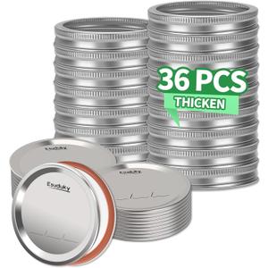 36Pcs Mason Jar Lids with Rings Wide Mouth, Upgrade Canning Lids with Rings/Bands for Ball, Kerr Jars and More, Split-Type with Leak Proof & Airtight, Food Grade Material for Mason Jars