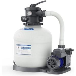 AQUASTRONG 16in Sand Filter Pump for Above Ground Pool with Timer, 3/4 HP Above Ground Pool Pump 3800 GPH for Pools up to 16000 GAL, Pool Filter with 6-Way Valve, Improved Circulation and Filtration
