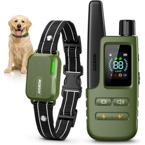 Jugbow Dog Shock Collar - 4500FT Dog Training Collar with Remote, IPX8 Waterproof Electric Dog Collar with 4 Training Modes, Security Lock, Rechargeable eCollar for 10-120lbs Small Medium Large Dogs (Green 1 Pack)