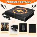 Jumbo Card Binder Compatible with Pokemon XL Jumbo Cards, 100 Pockets Zip Trading Card Binder, QUBAMG Oversized 5.7"7.9" Card Holders Storage, 3-Ring PU Collector Album Card Folder, Lightning Black
