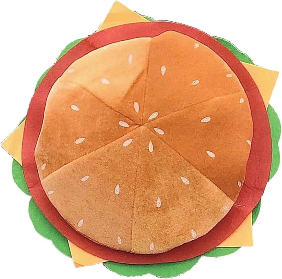Hamburger Hat Cheeseburger Shaped Cap Headgear Dress up Costume for Kids Adults Carnival Role Play Thanksgiving