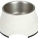 Dogit Elevated Dog Bowl, Stainless Steel Dog Food and Water Bowl for Small Dogs, White, 73745