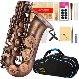 GLORY High Grade Antique Finish Series PR1, E Flat Alto Saxophone with 11reeds,8 Pads Cushions,case,carekit