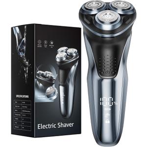 Electric Razor for Men: IPX7 Waterproof Shaver, 1.5H Fast Charge, 4D Flex Precision Blades with Trimmer - Gentle on Sensitive Skin Travel-Friendly