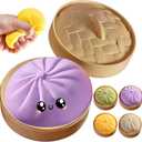 Dumpling Squishies, Glitter Dumpling Mystery Box, 2026 Upgraded Dumplings Stress Balls Fidget Sensory Balls, Squeeze Dough Ball Stress Relief Hand with Food Steamer, Relaxation Gift (Green)