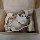 Amazon Essentials womens Two Strap Heeled Sandal (13 Wide, Ivory)