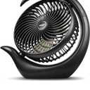 Viniper 8.7 inch Portable Rechargeable Fan, Small Table Fan : 180 Rotation and 3 Speeds Strong Wind Quiet Desk Fan, Long Working Hours for Home Outdoor (Black, Light Black Blade)
