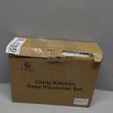 Cisily Kitchen Soap Dispenser Set Comes with Ceramics Sponge Holder, Gold Pumps, and Instant Dry Tray (White&Black, 4 Pack)