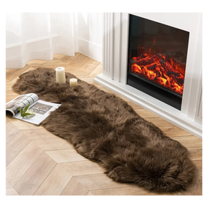 Ashler Faux Fur Rug, Fluffy Shaggy Area Rug Ultra Soft 2 x 6 Feet Sheepskin Fur Rug, Dark Coffee Fuzzy Rug Machine Washable Shag Rug, Nursery Decor Throw Rugs for Bedroom, Kids Room, Living Room