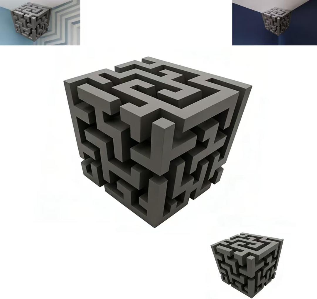 Impossible Corners,Wall Art That Reshapes Reality,3D Optical Illusion Corner Wall Decal,Geometric Cube Walls Art,Stereoscopic Cube Sticker,Stick Graphic for Living Room,Office,Gallery Home Decor Peel