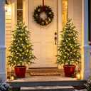 Juegoal 4FT Pre-Lit Artificial Christmas Tree 2 Pack, Norfolk Potted Tree