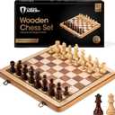 Chess Armory Wooden Chess Set 15 Inch - Premium Beech Wood Handcrafted Game Board for Adults and Kids with Extra Queen Pieces and Storage Box - Ideal for Home and Travel - Non-Magnetic