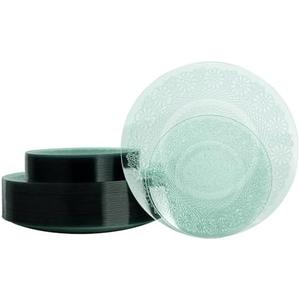 LCCFHTI 28 Pcs Transparent Green Plastic Plates, Elegant Floral Disposable Dessert Plates Combo Pack 7 inch Dessert Plate and 10 inch Dinner Plate, Fancy Green Dinnerware Set for Party, Wedding