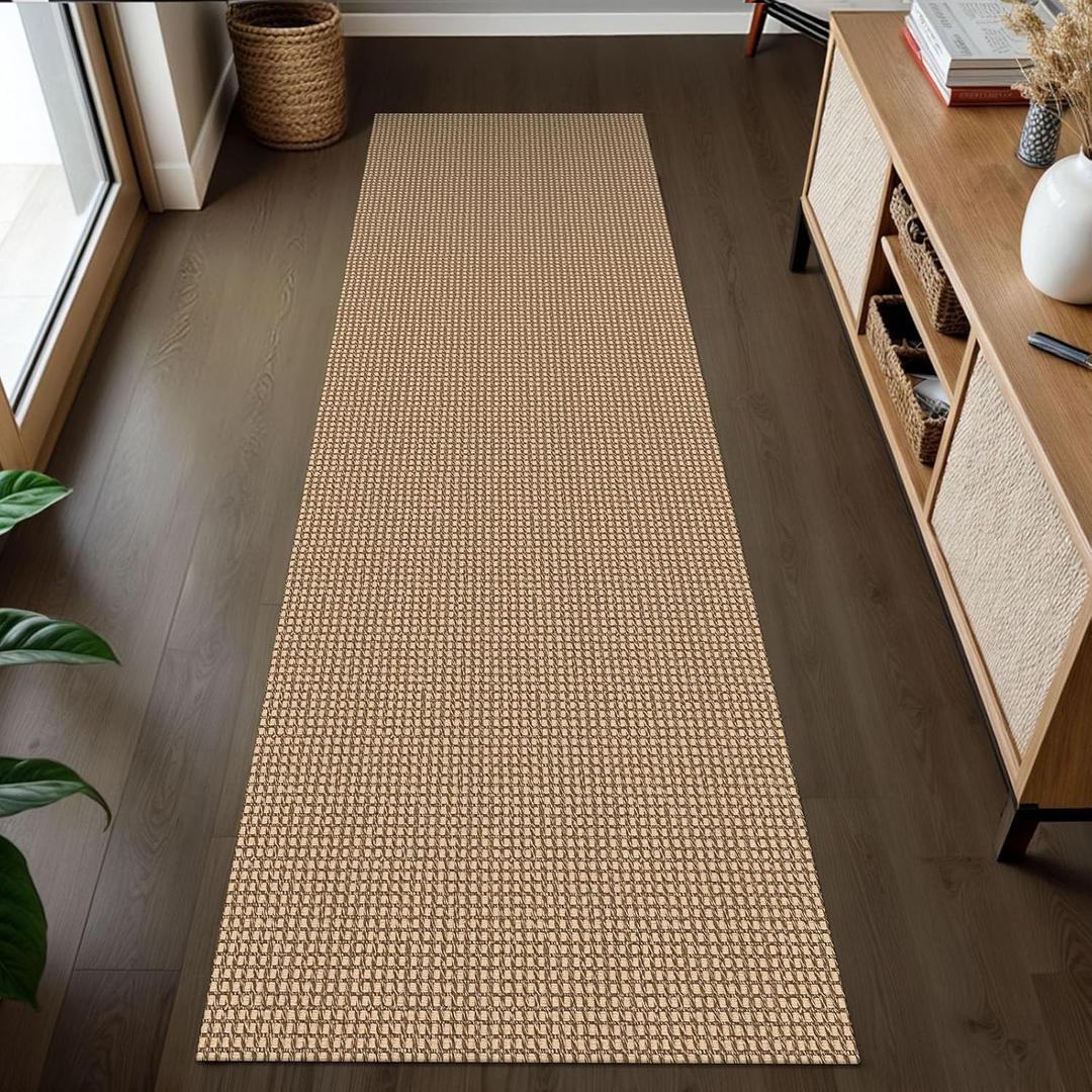 KOZYFLY Boho Runners for Hallways 2x7 ft Washable Kitchen Runner Non Slip Rubber Backed Hall Runners Cotton Entryway Runner Rugs Floor Carpet for Indoor Backdoor Bedroom Kitchen, Tan/Orange/Brown
