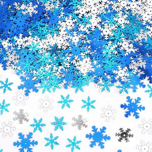 MARFOREVER Snowflake Glitter Confetti Decorations, White Blue Winter Confetti Christmas Snowflake Metallic Foil Confettis Sprinkles for Winter Wonderland Wedding Party Supplies Xmas Table Centerpiece