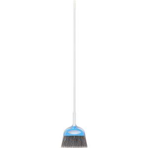 Amazon Basics Dustpan Broom Set with Adjustable Long Handle, Easy to Assemble, Blue and White