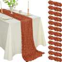12PCS Cheesecloth Table Runner Gauze Boho Rustic 35x120 Inch Long Table Runner for Wedding Baby Shower Bridal Shower Decoration (Terracotta)