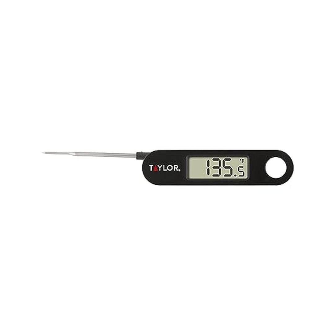 Taylor 1476 Instant Read Digital Meat Food Grill BBQ Cooking Kitchen Thermometer, Tailgating and Grilling Compact Folding Probe, Black (One Size)