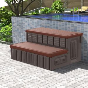 Hot Tub Steps, Outdoor Spa Steps with Storage, Non-Slip & Sturdy Hot Tub Stairs, 36 Inches Long, Coffee/Grey Hot Tub Steps, Outdoor Spa Steps with Storage, Non-Slip & Sturdy Hot Tub Stairs, 36 Inches Long, Coffee/Grey