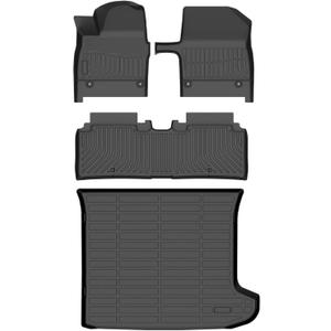 HAFIDI Floor Mats & Cargo Liner Set Fit for Kia EV6 2025 All Weather TPE Anti-Slip Car Full Set Floor Liners Custom Accessories - Black