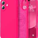 Vooii Magnetic for iPhone 17 Case, Compatible with Magsafe (Premium Liquid Silicone) (Integrated Camera Control Button) Full Body Protective Anti-Scratch Microfiber Lining 6.3", Hot Pink