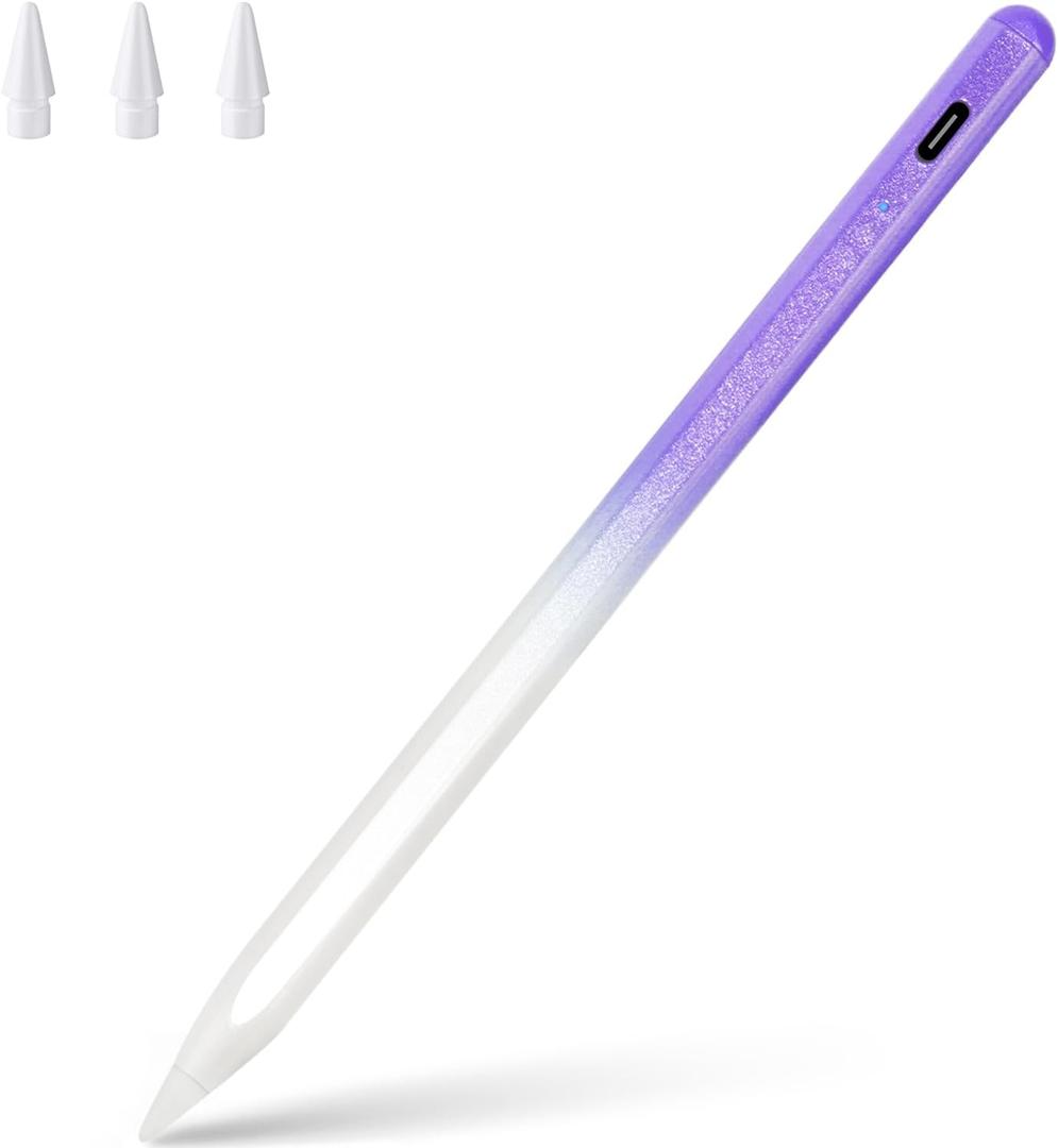 Stylus Pen for ipad, Active Pencil with Quick Charge, Palm Rejection Tilt Sensor, Magnetic Pen Compatible with 2018-2022 iPad Pro 11"/12.9"/10/9/8/7/6,iPad Mini 5/6,iPad Air3/4/5 (E-30 mins Charge-Purple)