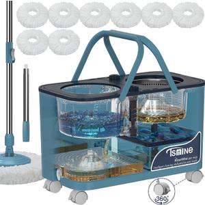 RinseWise Large Gen 1 Mop Bucket Set, Clean/Dirty Water Separation,8 Heads
