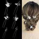 Handmade Pearl Bridal Wedding Hair Pins 6Pcs White Flower Gold Leaf Pearls Clips Bridal Hair Accessories for Women Brides Bridesmaid