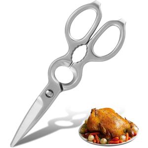 Upgraded Version of Kitchen Scissors Full-Steel Forged Stainless Steel Kitchen Shears Come Apart Food Scissors for Pizza Meat Bone Cutting Scissor Heavy Duty Metal Shears, Silver