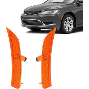 JOLONG Front Side Marker Bumper Reflector Lights for Chrysler 200 c 2015-2018 (LH+RH Replacement for OE Number 68206449AA, 68206450AA, CH2551131, CH2550131