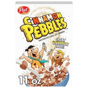 Cinnamon PEBBLES Breakfast Cereal for Kids, Gluten Free, Made with Sweetened Puffed Rice, 11 oz