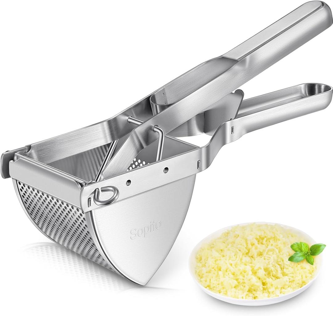 Potato Ricer, Sopito Stainless Steel Potato Masher for Commercial and Home Use (11.5 x 3.35 x 3.39 inches, Silver)