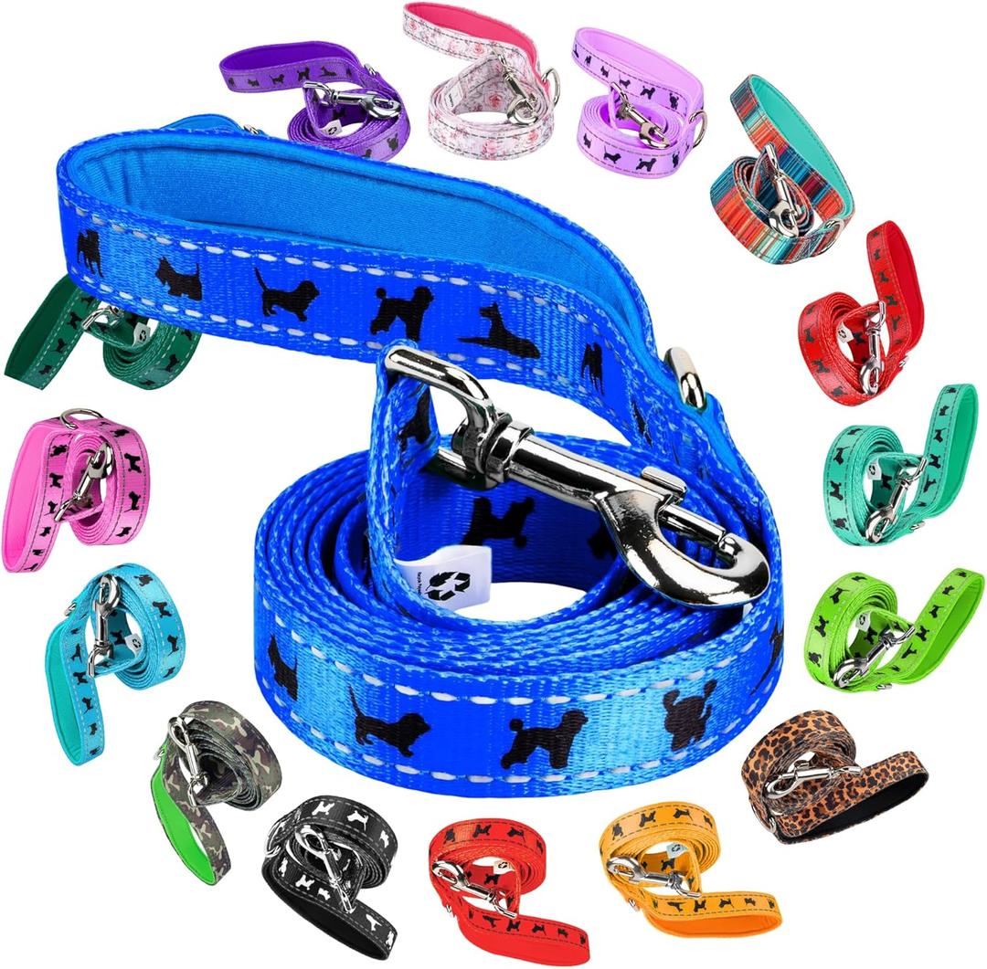 EcoBark Dog Leash - Soft & Reflective Comfort Training Leashes with Padded Handle - Strong Durable Heavy Duty - Training and Pulling for Small, Medium or Large Dogs (Royal Blue) (5 ft x 1 in - Standard Width)