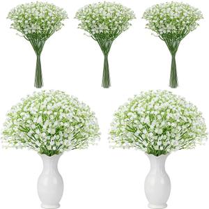 Der Rose 24PCS White Babys Breath Artificial Flowers,11'' Elegant Faux Baby Breath Flowers for Wedding Home Decor, Table Centerpieces & DIY Fake Flowers