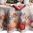 Elrene Home Fashions Botanical Harvest Pumpkin Engineered Wrinkle Resistant Tablecloth, 60"x84" Oval