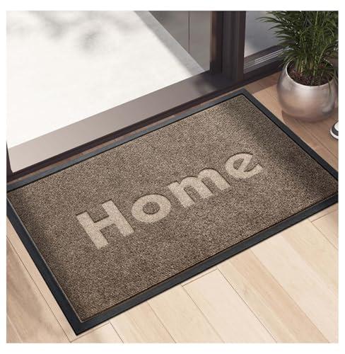 Indoor Outdoor Doormat, Non-Slip Front Door Rug Washable, Low Profile Entry Rug, Heavy Duty Welcome Mat, Dirt Trapper for Entryway, Brown, 24x36 Inches