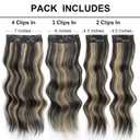 Vigorous Clip in Hair Extensions 20 Inch Black Mix Blonde Long Hair Extensions Clip Ins 4PCS Soft Synthetic Hairpieces for Women