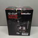 Mueller 12-Cup Drip Coffee Maker - Borosilicate Carafe, Auto-Off, Reusable Filter, Anti-Drip, Keep-Warm Function, Clear Water Level Window Coffee Machine, Kitchen Essentials & Accessories (Black)