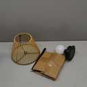 Solar Powered Table Lamp, Rattan Wicker Shade, Khaki Color, PP and Iron Material, Garden Courtyard Lawn Decor, 8.66 x 15.94 Inches