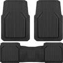 CAR PASS Heavy Duty Rubber Floor Mats for Car, Waterproof Liner Deep Dish Car Mats Full Sets, Universal Trim to Fit for SUV Truck Sedans Vans, All Weather Automotive Floor Mats 3pcs, Solid Black