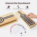 Cribbage Board Game Set, 3-Track Premium Wooden Cribbage Board with Magnetic Lock & Large Storage, 9 Metal Pegs, 2 Decks of Playing Cards - Classic Board Games for Adults Family (Instruction Include)